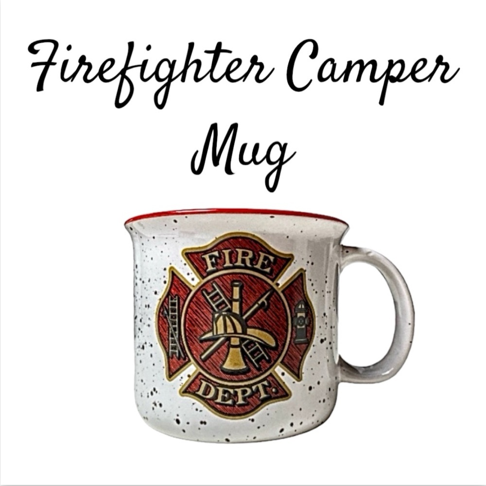 NWT Spoontiques Firefighter Ceramic Camper Mug, 14 oz
